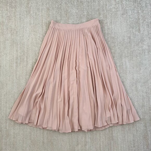 Aakaa Hayden Pink Pleated Midi Skirt M - Picture 1 of 8